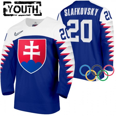 Slowakije Juraj Slafkovsky 20 2022 Winter Olympics Navy Authentic Shirt - Kinderen